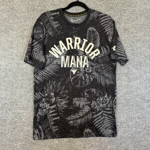 Under Armour Project Rock Shirt Mens Medium Gray Floral Tshirt Warrior Mana